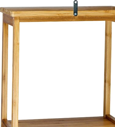 Relaxdays Badregal Bambus, 5 Ablagen, HxBxT: 170x33,5x28 cm, mit Schranktür, stehend, natur