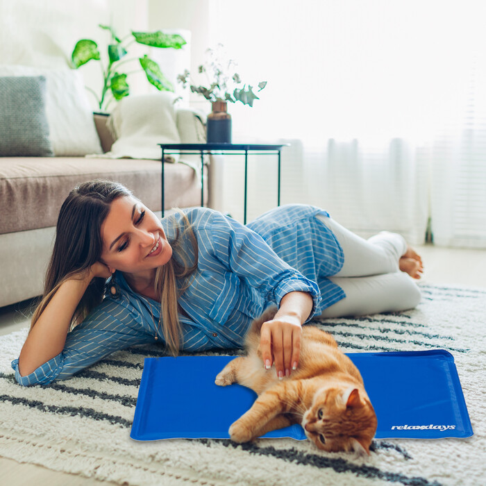 Relaxdays Blaue Kühlmatte für Hunde
