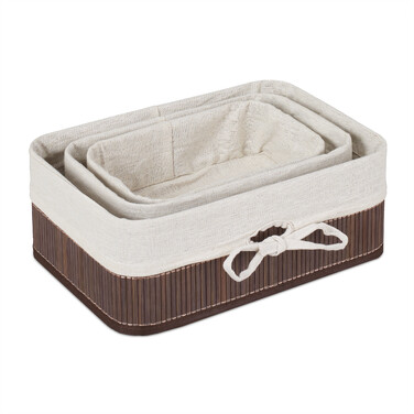 Relaxdays Aufbewahrungskorb 3er Set Bambus