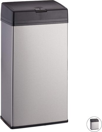 Relaxdays Kosmetikeimer Edelstahl, Mülleimer für Küche & Bad, leichtgängige Push-Funktion, Badmülleimer, 6 Liter, silber