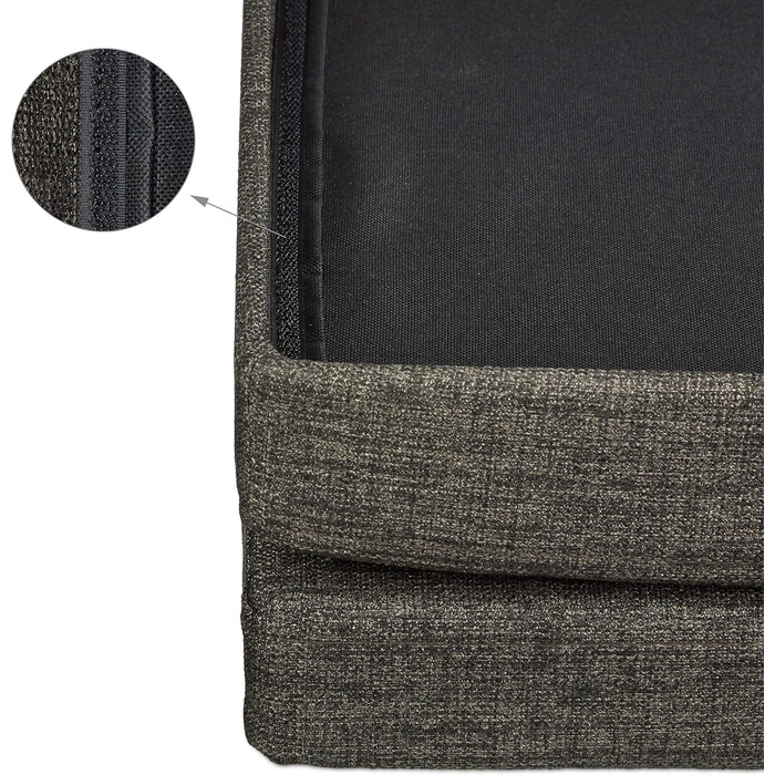 Relaxdays Faltbarer Sitzhocker mit Lehne, Stauraum, Leinen, 73x76x38 cm, Braun