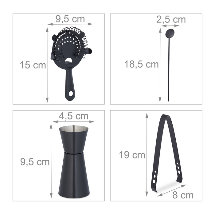 Relaxdays 5-teiliges Cocktail Shaker Set