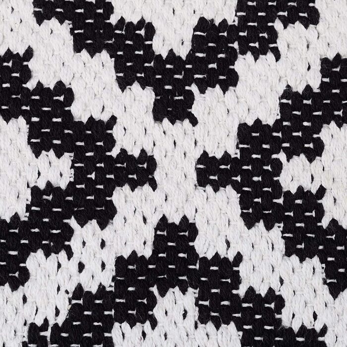 Relaxdays Teppich Baumwolle, Läufer rutschfest, Teppichläufer Flur, gewebt, Wohnzimmerteppich 70x140 cm, schwarz weiß