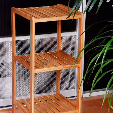 Relaxdays Badregal Bambus mit 3 Ablagen HBT: 79 x 33 x 33 cm Schickes Standregal aus natürlichem Holz Bambusregal als Küchenr