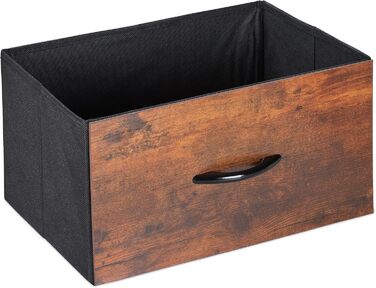 Relaxdays Nachttisch Industrial, 2 Ablagen, Schublade, Metall & MDF, 50x45x40cm, schwarz/braun