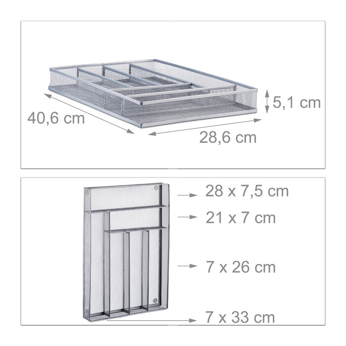 Relaxdays Besteckkasten Metallgeflecht L