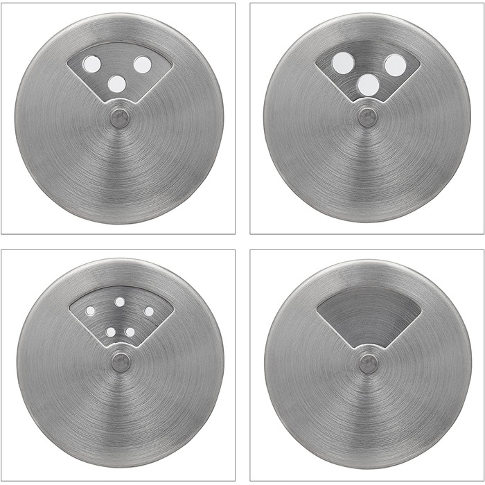 Relaxdays Gewürzstreuer, 12er Set, 3 Streugrade, Gewürze & Kräuter, Gewürzgläser, 90 ml, Glas, Edelstahl, schwarz/Silber
