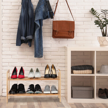 Relaxdays Schuhregal stapelbar Walnuss