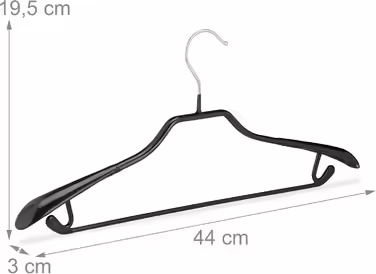 Relaxdays 20er Set rutschfeste Metall-Kleiderbügel für Anzüge, 45 cm, Schwarz