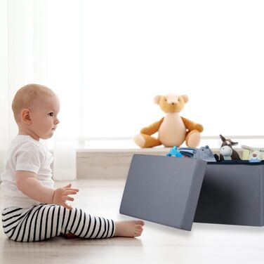 Relaxdays Sitzbank mit Stauraum, 6 Schubladen, Sitzpolster, faltbar, 39x76x38 cm, grau