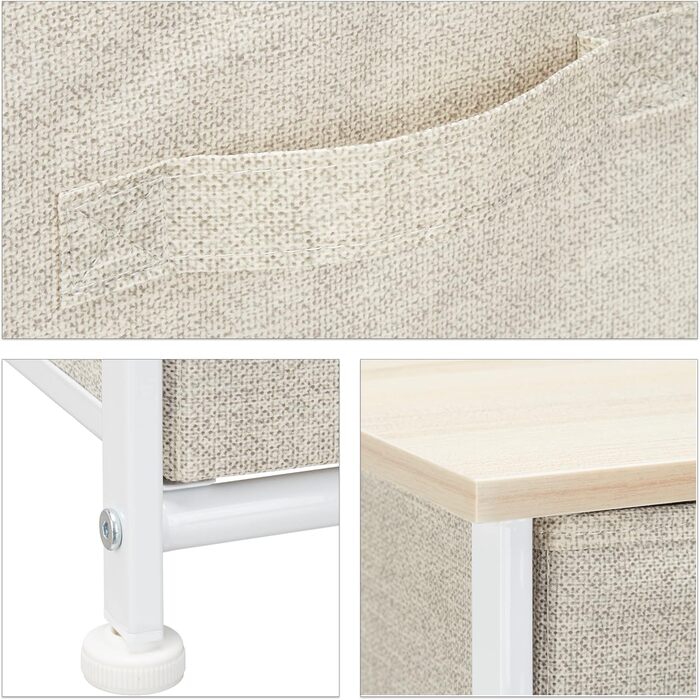 Relaxdays Regalsystem, 5 Stoff-Schubladen, Metall & Holz, 77,5x83x29 cm, beige, Design E