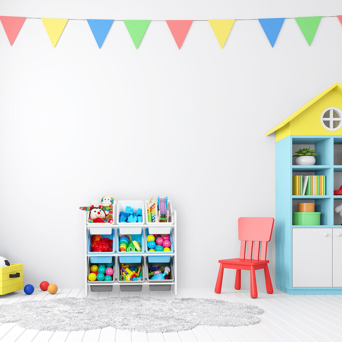 Relaxdays Kinderregal mit 9 Boxen und Motiv