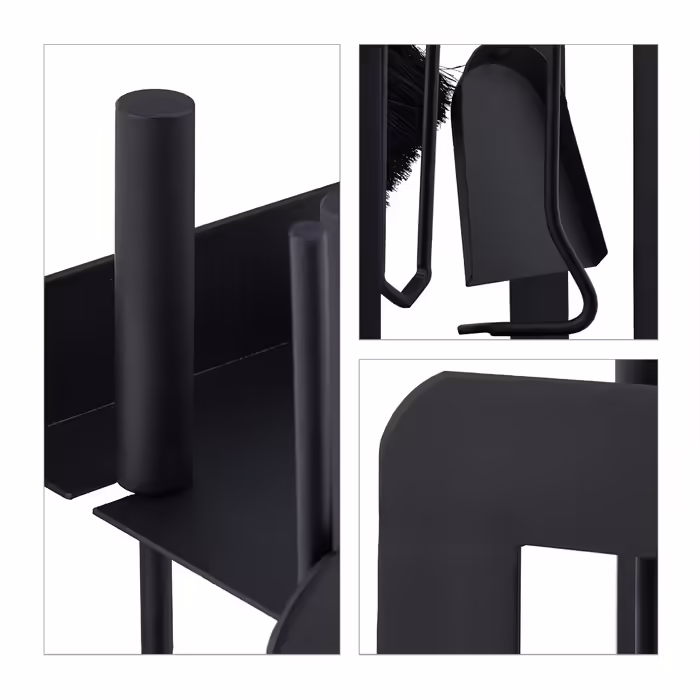 Relaxdays 5-teiliges Kaminbesteck in Schwarz