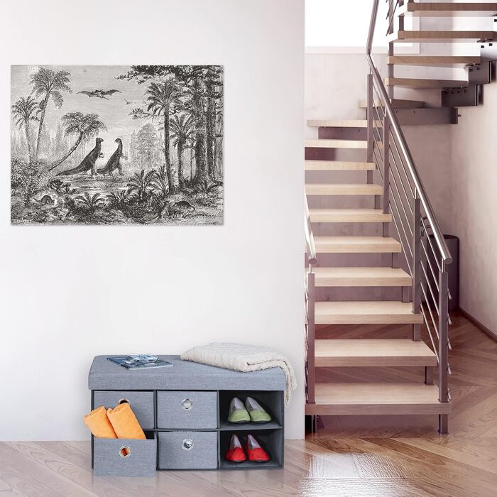 Relaxdays Sitzbank mit Stauraum, 6 Schubladen, Sitzpolster, faltbar, 39x76x38 cm, grau