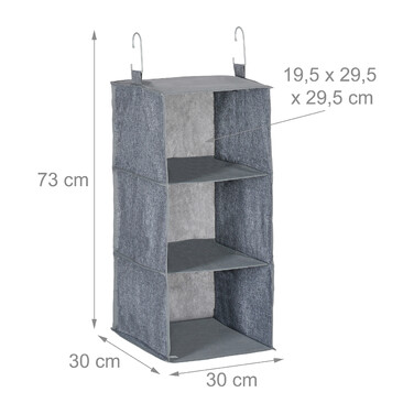 Relaxdays 2x Kleiderschrank Hängeregal 3 Fächer