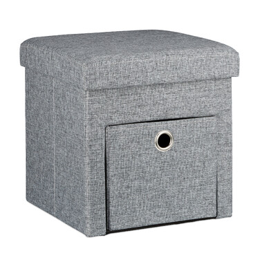 Relaxdays Faltbarer Sitzhocker Leinen mit Fach