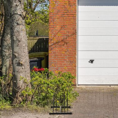 Relaxdays Fahrradständer Boden, für 2, 60 mm Reifenbreite, Metall, Garage, Fahrrad-Abstellständer, schwarz