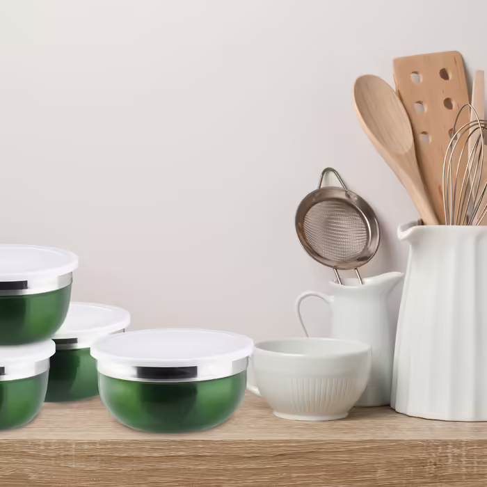 Relaxdays Schüssel Set mit Deckel 4-teilig