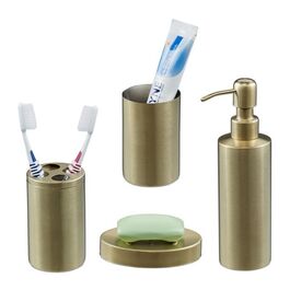 Relaxdays 4-tlg. Badezimmer Set in Gold