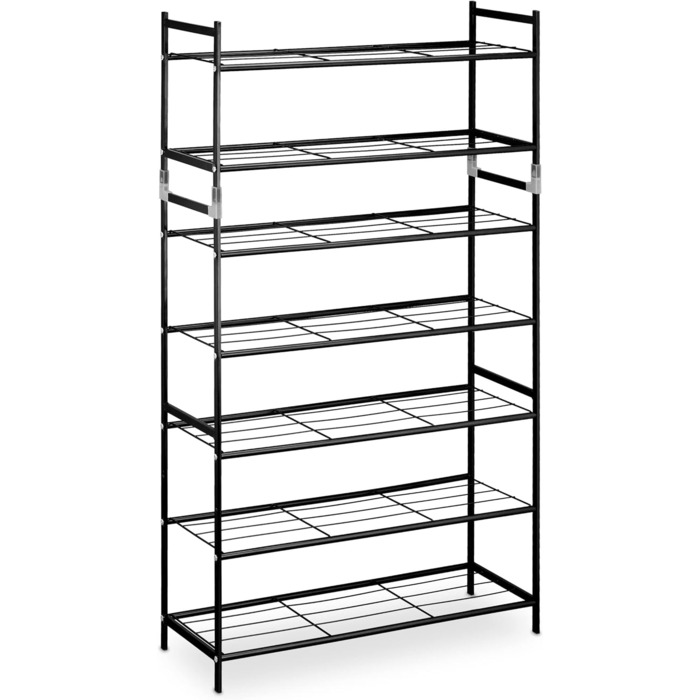 Relaxdays Schuhregal, Metall, 5 Ebenen, stapelbar, erweiterbar, HBT: 90x70x26cm, bis zu 15 Paar Schuhe, (Schwarz)
