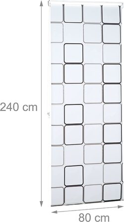 Relaxdays Duschrollo Square, wasserabweisend, Retro Badrollo Wanne u. Dusche, Deckenmontage, 80x240 cm, semitransparent