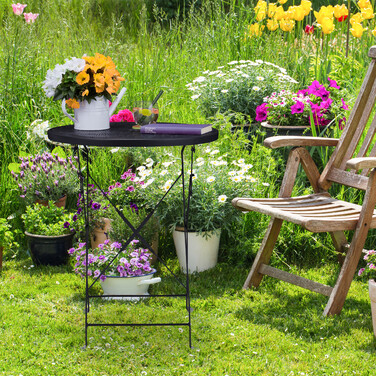 Relaxdays Klappbarer Balkontisch schwarz