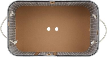 Wäschekorb Bambus, rechteckig, 2 Fächer, Klappdeckel, faltbar, 95 l