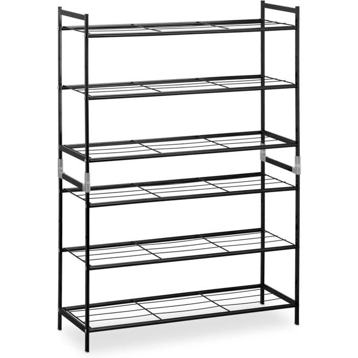 Relaxdays Metall Schuhregal, 3 Ebenen, erweiterbar, Flur Schuhgestell HBT 50 x 70 x 26 cm, 9 Paar Schuhe, offen, (Schwarz)