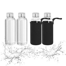 Relaxdays Trinkflasche Glas mit Hülle