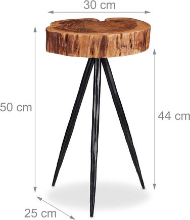 Relaxdays Beistelltisch, Massivholz Baumscheibe, Metallbeine, rustikaler Design Ablagetisch, Mangoholz, 50cm hoch, natur
