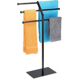 Relaxdays Handtuchhalter, 3 Stangen, freistehend, Eisen, HBT: 87x50,5x20,5 cm, schwarz
