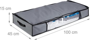 Relaxdays Unterbettkommode Vakuum 2er Set HBT 15x100x45 cm, Kleidung, Bettwäsche, Aufbewahrungstasche Vakuumbeutel, grau
