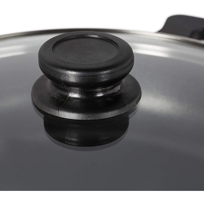 Relaxdays Servierpfanne, antihaftbeschichtet, mit Deckel, für Herd & Grill, Aluminium, Grillpfanne, D 28 cm, anthrazit