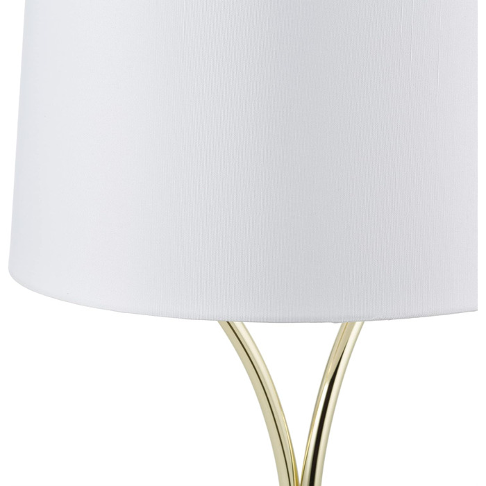 Relaxdays Tischlampe Vintage, mit Stoffschirm & Metallfuß, HxD: 49x30 cm, Nachttischlampe, E27, Schlafzimmer, weiß/gold