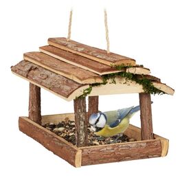 Relaxdays Vogelfutterhaus mit Rinde