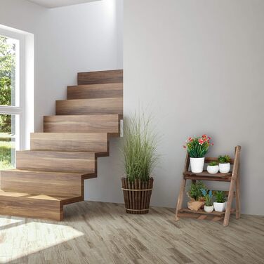Relaxdays Blumentreppe, 2-stufig, klappbar, Holz, dunkelbraun, HBT: 51,5x41x24 cm