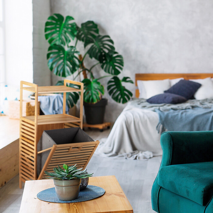 Relaxdays Bambus Badregal mit Wäschekorb
