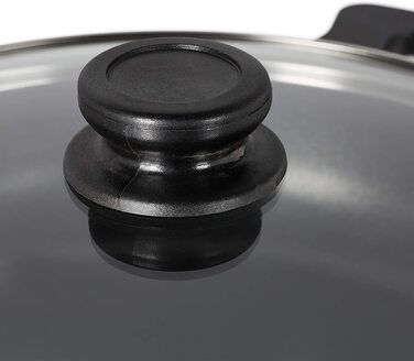 Relaxdays Servierpfanne, antihaftbeschichtet, mit Deckel, für Herd & Grill, Aluminium, Grillpfanne, D 28 cm, anthrazit
