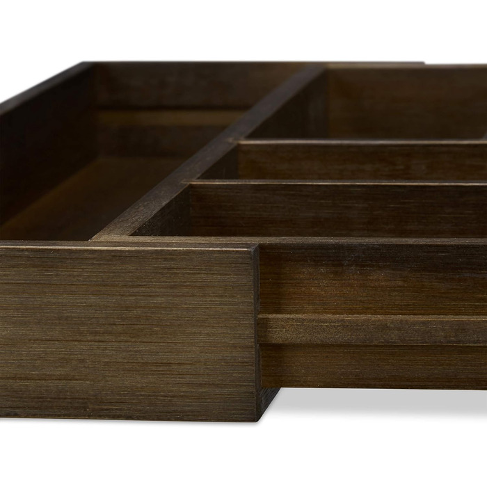 Relaxdays Besteckkasten, ausziehbar, var. Breite, 5-7 Fächer, Bambus, HBT: 5x48x46cm