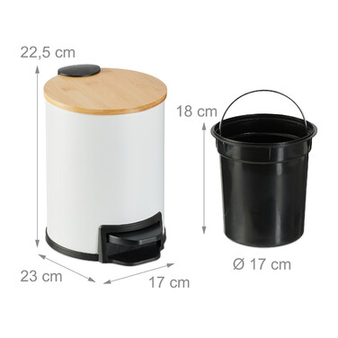 Relaxdays Bad Mülleimer 3 l mit Bambusdeckel