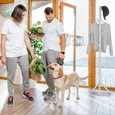 Relaxdays Garderobenständer Buchenholz