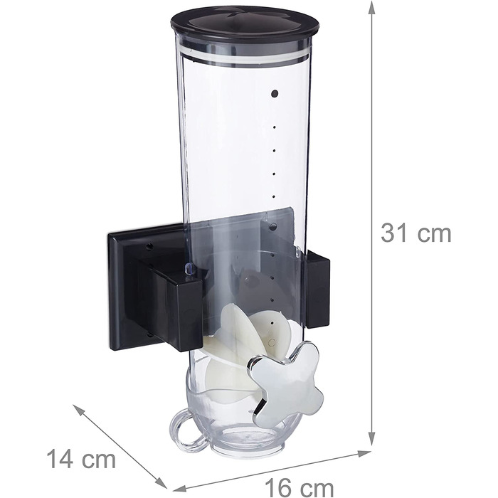 Relaxdays Müslispender, Wandmontage, 1,7 l Behälter