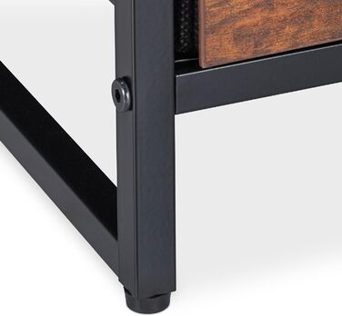 Relaxdays Nachttisch Industrial, 2 Ablagen, Schublade, Metall & MDF, 50x45x40cm, schwarz/braun