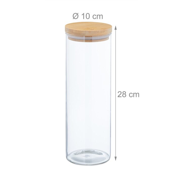 Relaxdays 4er Set Vorratsgläser mit Deckel 1600 ml