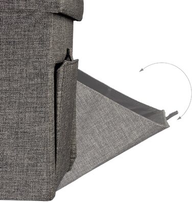 Relaxdays Faltbarer Sitzhocker, Leinen, Aufbewahrungsbox, 38x38x38 cm, Braun
