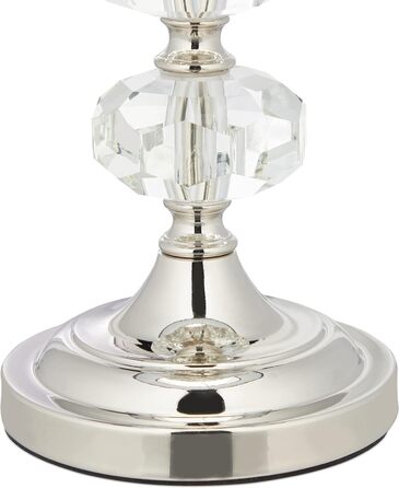 Relaxdays Tischlampe, Samt und Kristall, HxD: 47 x 26 cm, E14-Fassung, Nachttischlampe, indirekte Beleuchtung, blau