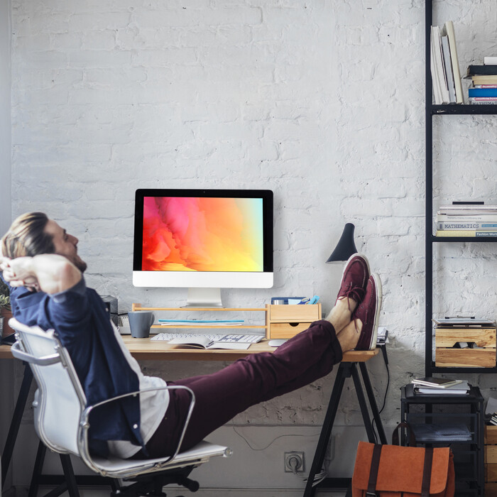Relaxdays Bambus Monitorständer mit Stauraum