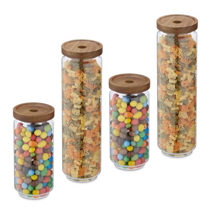 Relaxdays 4er Set Vorratsdosen-Glas mit Deckel