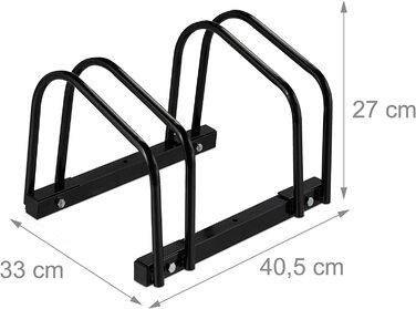 Relaxdays Fahrradständer, für 2 Fahrräder, aus Metall, mit Montagematerial für Boden, HxBxT: 27 x 40,5 x 33 cm, schwarz