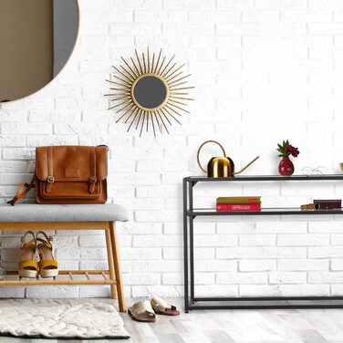 Relaxdays Konsolentisch mit Glasplatte